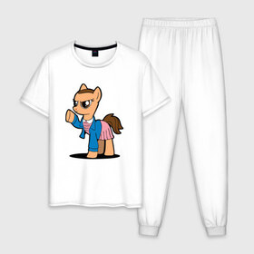Мужская пижама хлопок с принтом My Strange Pony в Новосибирске, 100% хлопок | брюки и футболка прямого кроя, без карманов, на брюках мягкая резинка на поясе и по низу штанин
 | my little pony | stranger things | дружба | мой маленький пони | очень странные дела