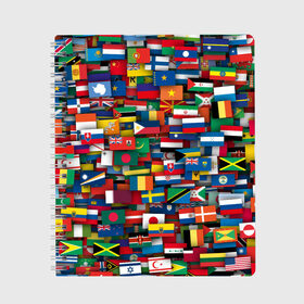 Тетрадь с принтом Флаги всех стран в Новосибирске, 100% бумага | 48 листов, плотность листов — 60 г/м2, плотность картонной обложки — 250 г/м2. Листы скреплены сбоку удобной пружинной спиралью. Уголки страниц и обложки скругленные. Цвет линий — светло-серый
 | Тематика изображения на принте: интернационал | мир | паттерн | флаг
