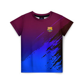 Детская футболка 3D с принтом FC Barcelona SPORT в Новосибирске, 100% гипоаллергенный полиэфир | прямой крой, круглый вырез горловины, длина до линии бедер, чуть спущенное плечо, ткань немного тянется | football | soccer | разноцветный