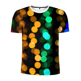 Мужская футболка 3D спортивная с принтом Festive style в Новосибирске, 100% полиэстер с улучшенными характеристиками | приталенный силуэт, круглая горловина, широкие плечи, сужается к линии бедра | blurred lights | boke | colorful lights | holiday | боке | красочные огни | ночь | огоньки | праздник | размытые огни | цветные огни