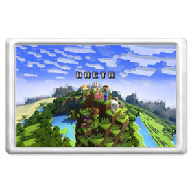 Магнит 45*70 с принтом Настя - Minecraft в Новосибирске, Пластик | Размер: 78*52 мм; Размер печати: 70*45 | Тематика изображения на принте: minecraft | анастасия | майнкрафт | настенька | настюха | настя