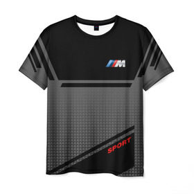 Мужская футболка 3D с принтом BMW 2018 M Sport в Новосибирске, 100% полиэфир | прямой крой, круглый вырез горловины, длина до линии бедер | 