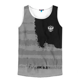 Мужская майка 3D с принтом Russia Sport collection Gray в Новосибирске, 100% полиэстер | круглая горловина, приталенный силуэт, длина до линии бедра. Пройма и горловина окантованы тонкой бейкой | abstraction | grunge | russia | sport | абстракция | герб | краска | русский | символика рф | спорт | спортивный | триколор | униформа | форма | я русский