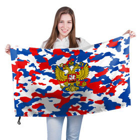Флаг 3D с принтом Russia Camouflage в Новосибирске, 100% полиэстер | плотность ткани — 95 г/м2, размер — 67 х 109 см. Принт наносится с одной стороны | 