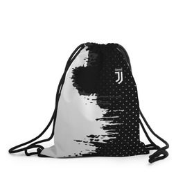 Рюкзак-мешок 3D с принтом Juventus uniform black 2018 в Новосибирске, 100% полиэстер | плотность ткани — 200 г/м2, размер — 35 х 45 см; лямки — толстые шнурки, застежка на шнуровке, без карманов и подкладки | Тематика изображения на принте: football | soccer | ювентус