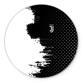 Коврик круглый с принтом Juventus uniform black 2018 в Новосибирске, резина и полиэстер | круглая форма, изображение наносится на всю лицевую часть | football | soccer | ювентус