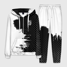 Мужской костюм 3D с принтом Juventus uniform black 2018 в Новосибирске, 100% полиэстер | Манжеты и пояс оформлены тканевой резинкой, двухслойный капюшон со шнурком для регулировки, карманы спереди | Тематика изображения на принте: football | soccer | ювентус