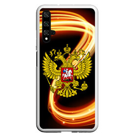 Чехол для Honor 20 с принтом Герб РФ collection line в Новосибирске, Силикон | Область печати: задняя сторона чехла, без боковых панелей | Тематика изображения на принте: abstraction | grunge | russia | sport | абстракция | герб | краска | русский | символика рф | спорт | спортивный | триколор | униформа | форма | я русский