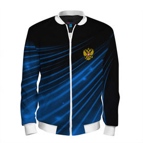 Мужской бомбер 3D с принтом Russia Sport 2018 uniform в Новосибирске, 100% полиэстер | застегивается на молнию, по бокам два кармана без застежек, по низу бомбера и на воротнике - эластичная резинка | abstraction | grunge | russia | sport | абстракция | герб | краска | русский | символика рф | спорт | спортивный | триколор | униформа | форма | я русский