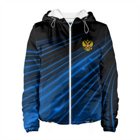 Женская куртка 3D с принтом Russia Sport 2018 uniform в Новосибирске, ткань верха — 100% полиэстер, подклад — флис | прямой крой, подол и капюшон оформлены резинкой с фиксаторами, два кармана без застежек по бокам, один большой потайной карман на груди. Карман на груди застегивается на липучку | abstraction | grunge | russia | sport | абстракция | герб | краска | русский | символика рф | спорт | спортивный | триколор | униформа | форма | я русский