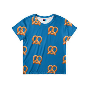 Детская футболка 3D с принтом Crazy Ex Крендельки в Новосибирске, 100% гипоаллергенный полиэфир | прямой крой, круглый вырез горловины, длина до линии бедер, чуть спущенное плечо, ткань немного тянется | еда | крендельки | чокнутая бывшая