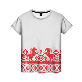 Женская футболка 3D с принтом старославянский узор 13 в Новосибирске, 100% полиэфир ( синтетическое хлопкоподобное полотно) | прямой крой, круглый вырез горловины, длина до линии бедер | Тематика изображения на принте: орнамент | славянский | узор