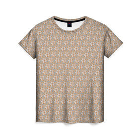 Женская футболка 3D с принтом Лисы узор в Новосибирске, 100% полиэфир ( синтетическое хлопкоподобное полотно) | прямой крой, круглый вырез горловины, длина до линии бедер | лисички | лисы | паттерн | текстура | узор