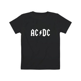 Детская футболка хлопок с принтом AC/DC в Новосибирске, 100% хлопок | круглый вырез горловины, полуприлегающий силуэт, длина до линии бедер | Тематика изображения на принте: ac dc | acdc | high voltage | ангус | металл | рок | фсвс | эй си ди си | эйсидиси | янг