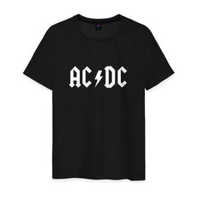Мужская футболка хлопок с принтом AC/DC в Новосибирске, 100% хлопок | прямой крой, круглый вырез горловины, длина до линии бедер, слегка спущенное плечо. | ac dc | acdc | high voltage | ангус | металл | рок | фсвс | эй си ди си | эйсидиси | янг
