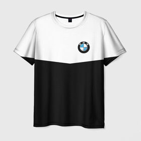 Мужская футболка 3D с принтом BMW SPORT в Новосибирске, 100% полиэфир | прямой крой, круглый вырез горловины, длина до линии бедер | бмв | марка | машины