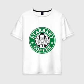 Женская футболка хлопок Oversize с принтом Starbart в Новосибирске, 100% хлопок | свободный крой, круглый ворот, спущенный рукав, длина до линии бедер
 | bart | simpsons | барт | лого | старбакс