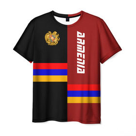 Мужская футболка 3D с принтом ARMENIA (Армения) в Новосибирске, 100% полиэфир | прямой крой, круглый вырез горловины, длина до линии бедер | armenia | арменин | армения | армяне | армянин | армянка | армянский | ереван | кавказ | кавказец | республика | северный