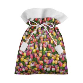 Подарочный 3D мешок с принтом Разноцветные тюльпаны в Новосибирске, 100% полиэстер | Размер: 29*39 см | Тематика изображения на принте: 8 марта | tulip | белый | букет | желтый | зеленый | красный | паттерн | розовый | тюльпан | тюльпанчики | цветок | цветочки | цветы