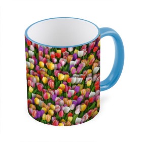 Кружка 3D с принтом Разноцветные тюльпаны в Новосибирске, керамика | ёмкость 330 мл | Тематика изображения на принте: 8 марта | tulip | белый | букет | желтый | зеленый | красный | паттерн | розовый | тюльпан | тюльпанчики | цветок | цветочки | цветы