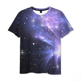 Мужская футболка 3D с принтом Сияние звёзд в Новосибирске, 100% полиэфир | прямой крой, круглый вырез горловины, длина до линии бедер | Тематика изображения на принте: nebula | space | star | астрономия | вселенная | звезды | космический | космос | планеты