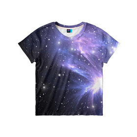 Детская футболка 3D с принтом Сияние звёзд в Новосибирске, 100% гипоаллергенный полиэфир | прямой крой, круглый вырез горловины, длина до линии бедер, чуть спущенное плечо, ткань немного тянется | Тематика изображения на принте: nebula | space | star | астрономия | вселенная | звезды | космический | космос | планеты