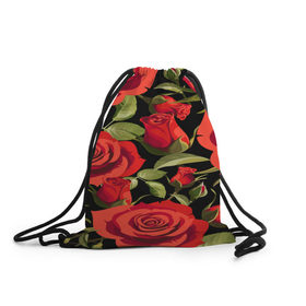 Рюкзак-мешок 3D с принтом Великолепные розы в Новосибирске, 100% полиэстер | плотность ткани — 200 г/м2, размер — 35 х 45 см; лямки — толстые шнурки, застежка на шнуровке, без карманов и подкладки | flower | pattern | spring | букет | весна | паттерн | праздник | розы | цветочный | цветы