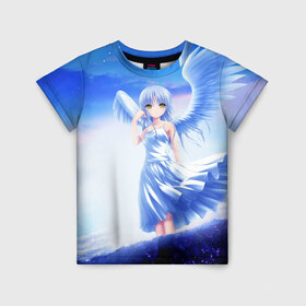 Детская футболка 3D с принтом Anime в Новосибирске, 100% гипоаллергенный полиэфир | прямой крой, круглый вырез горловины, длина до линии бедер, чуть спущенное плечо, ткань немного тянется | Тематика изображения на принте: angel beats | anime | kanade | nakamura | ангельские ритмы | аниме