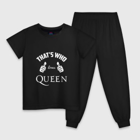 Детская пижама хлопок с принтом Вот кто любит Queen в Новосибирске, 100% хлопок |  брюки и футболка прямого кроя, без карманов, на брюках мягкая резинка на поясе и по низу штанин
 | loves | queen | quen | thats who | this girl | this guy | большие | брайан мэй | глэм | группа | квин | клас | класс | королева | куин | кулаки | ме | меркьюри | пальцы | поп | роджер тейлор | рок | руки | фредди | фреди | хард