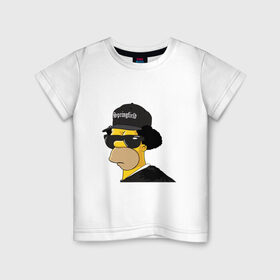 Детская футболка хлопок с принтом Springfield в Новосибирске, 100% хлопок | круглый вырез горловины, полуприлегающий силуэт, длина до линии бедер | compton | hip hop | ice cube | nwa | rap | simpsons | голос улиц | комптон | рэп | хип хоп