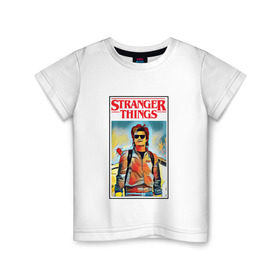 Детская футболка хлопок с принтом Stranger Things в Новосибирске, 100% хлопок | круглый вырез горловины, полуприлегающий силуэт, длина до линии бедер | Тематика изображения на принте: stranger things | очень странные дела