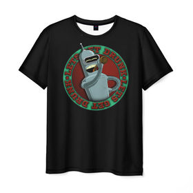 Мужская футболка 3D с принтом Let`s Get Drunk в Новосибирске, 100% полиэфир | прямой крой, круглый вырез горловины, длина до линии бедер | bender rodriguez | fry | futurama | бендер | зойдберг | лила | родригез | фрай | футурама