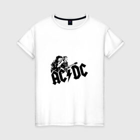 Женская футболка хлопок с принтом AC/DC в Новосибирске, 100% хлопок | прямой крой, круглый вырез горловины, длина до линии бедер, слегка спущенное плечо | ac dc | acdc | acdc ас дс | австралийская | ангус янг | асдс | блюз | группа | крис слэйд | метал | молния | музыка | музыканты | певцы | рок | рок н ролл | стиви янг | хард | хардрок | эксл роуз