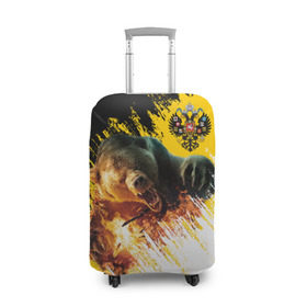 Чехол для чемодана 3D с принтом Имперский флаг и медведь в Новосибирске, 86% полиэфир, 14% спандекс | двустороннее нанесение принта, прорези для ручек и колес | russian bear | герб | россия