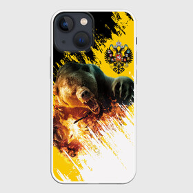 Чехол для iPhone 13 mini с принтом Имперский флаг и медведь в Новосибирске,  |  | Тематика изображения на принте: russian bear | герб | россия