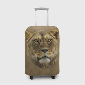 Чехол для чемодана 3D с принтом Львица в Новосибирске, 86% полиэфир, 14% спандекс | двустороннее нанесение принта, прорези для ручек и колес | голова | животные | кошка | лев | львица | природа | хищник