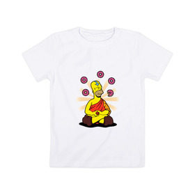 Детская футболка хлопок с принтом Homer Relax в Новосибирске, 100% хлопок | круглый вырез горловины, полуприлегающий силуэт, длина до линии бедер | simpsons | аватар | буддизм | гомер