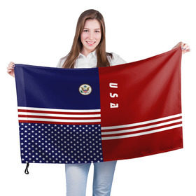 Флаг 3D с принтом USA (США) в Новосибирске, 100% полиэстер | плотность ткани — 95 г/м2, размер — 67 х 109 см. Принт наносится с одной стороны | us | usa | америка | американец | американка | американцы | америки | герб | доллар | знак | надпись | патриот | полосы | символ | соединенные | страна | сша | флаг | флага | цвета | штаты
