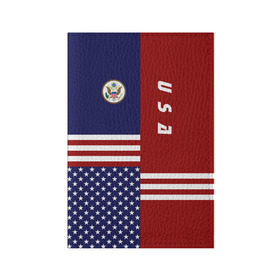 Обложка для паспорта матовая кожа с принтом USA (США) в Новосибирске, натуральная матовая кожа | размер 19,3 х 13,7 см; прозрачные пластиковые крепления | us | usa | америка | американец | американка | американцы | америки | герб | доллар | знак | надпись | патриот | полосы | символ | соединенные | страна | сша | флаг | флага | цвета | штаты