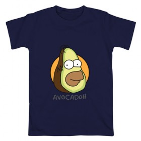 Мужская футболка хлопок с принтом Avocadoh в Новосибирске, 100% хлопок | прямой крой, круглый вырез горловины, длина до линии бедер, слегка спущенное плечо. | doh | homer | simpsons | авокадо | гомер