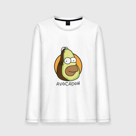 Мужской лонгслив хлопок с принтом Avocadoh в Новосибирске, 100% хлопок |  | Тематика изображения на принте: doh | homer | simpsons | авокадо | гомер