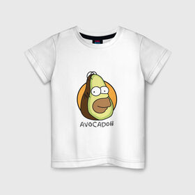 Детская футболка хлопок с принтом Avocadoh в Новосибирске, 100% хлопок | круглый вырез горловины, полуприлегающий силуэт, длина до линии бедер | doh | homer | simpsons | авокадо | гомер