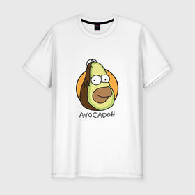 Мужская футболка премиум с принтом Avocadoh в Новосибирске, 92% хлопок, 8% лайкра | приталенный силуэт, круглый вырез ворота, длина до линии бедра, короткий рукав | Тематика изображения на принте: doh | homer | simpsons | авокадо | гомер