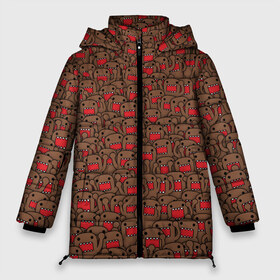 Женская зимняя куртка 3D с принтом Толпа домо-кунов в Новосибирске, верх — 100% полиэстер; подкладка — 100% полиэстер; утеплитель — 100% полиэстер | длина ниже бедра, силуэт Оверсайз. Есть воротник-стойка, отстегивающийся капюшон и ветрозащитная планка. 

Боковые карманы с листочкой на кнопках и внутренний карман на молнии | domikun | domo | domo kun | jdm | домо | домо кун | домокун | дрифт | зубы | коричневый | мем | монстр | пасть | паттрен | япония | японский