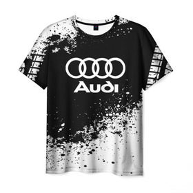 Мужская футболка 3D с принтом Audi abstract sport в Новосибирске, 100% полиэфир | прямой крой, круглый вырез горловины, длина до линии бедер | ауди | кольца | лого | машина