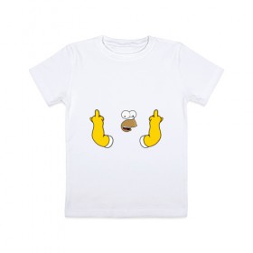 Детская футболка хлопок с принтом Гомер в Новосибирске, 100% хлопок | круглый вырез горловины, полуприлегающий силуэт, длина до линии бедер | homer | simpsons | гомер