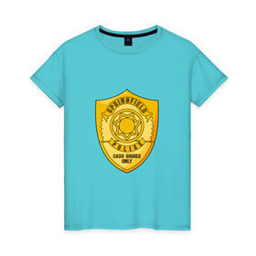 Женская футболка хлопок с принтом Полиция Спрингфилда в Новосибирске, 100% хлопок | прямой крой, круглый вырез горловины, длина до линии бедер, слегка спущенное плечо | police | simpsons | springfield