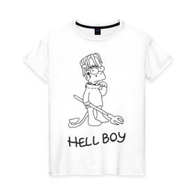 Женская футболка хлопок с принтом Bart Lil Peep в Новосибирске, 100% хлопок | прямой крой, круглый вырез горловины, длина до линии бедер, слегка спущенное плечо | bart simpson | lil peep | барт симпсоны | лил пип