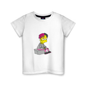 Детская футболка хлопок с принтом Bart Lili Peep в Новосибирске, 100% хлопок | круглый вырез горловины, полуприлегающий силуэт, длина до линии бедер | bart simpson | lil peep | барт симпсон | лил пип