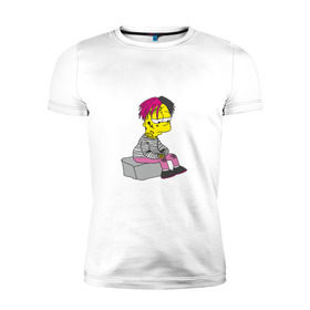 Мужская футболка премиум с принтом Bart Lili Peep в Новосибирске, 92% хлопок, 8% лайкра | приталенный силуэт, круглый вырез ворота, длина до линии бедра, короткий рукав | bart simpson | lil peep | барт симпсон | лил пип